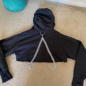 Current Mood Cropped Hoodie with chains